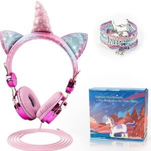 NEW Unicorn Glitter Headphones with Matching Bracelet
